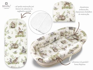 Zestaw do gondoli/kosza Mojżesza MimiNu Spokojny las natural