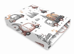 Prześcieradło MimiNu 120x60 cm Samochodziki Szare