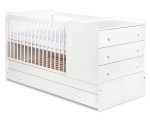 Łóżeczko + komoda KOMPAKT 3w1 BIEL LittleSky by Klupś 