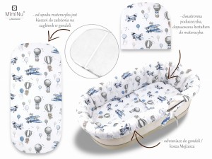 Zestaw do gondoli/kosza Mojżesza MimiNu SAMOLOTY