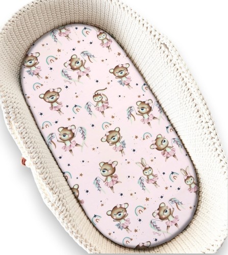 Prześcieradełko bawełna 100_ do wózka, kołyski, kosza Mojżesza LITTLE BALLERINA.jpg