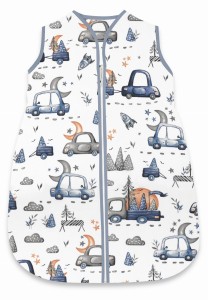 Śpiworek letni dla niemowląt  0.5 TOG MimiNu Samochodziki niebieskie