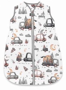 Śpiworek letni dla niemowląt  0.5 TOG MimiNu Samochodziki szare
