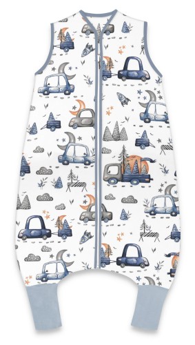 śpiworek do spania z nogawkami bawełna rozmiar M SAMOCHODZIKI NIEBIESKIE.jpg
