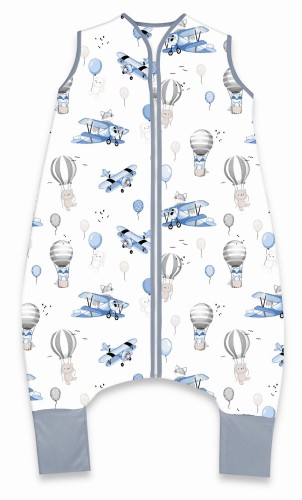 śpiworek z nogawkami zimowy mały rozmiar SAMOLOTY BŁĘKIT (LIS W SAMOLOCIE).jpg