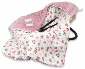 Otulacz ocieplany do fotelika KACZUSZKI róż minky MimiNu