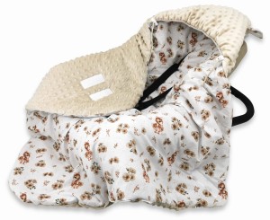 Otulacz ocieplany do fotelika KACZUSZKI beż minky MimiNu