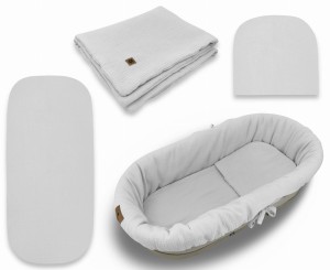 Zestaw muślinowy do gondoli/kosza Mojżesza MimiNu SZARY