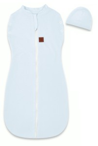Otulacz śpiworek 2w1 TEDDY z czapeczką MimiNu SOFT BŁĘKIT