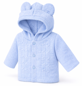 Sweterek włóczkowy z kapturkiem BLUE 80 cm 