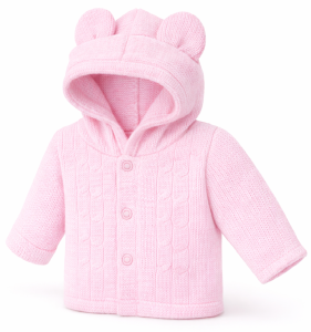 Sweterek włóczkowy z kapturkiem PINK 80 cm 