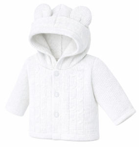 Sweterek włóczkowy z kapturkiem WHITE 80 cm