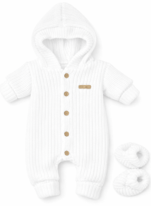 Kombinezon pajac włóczkowy  68/74 cm BIAŁY