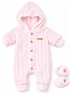 Kombinezon pajac włóczkowy  68/74 cm RÓŻOWY