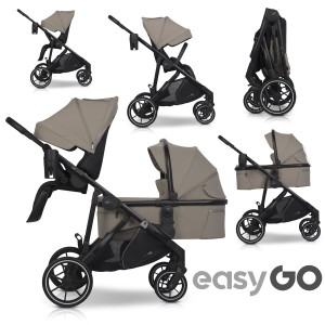 Wózek dla rodzeństwa 2w1 EasyGo DUOFLEX Savana Beige