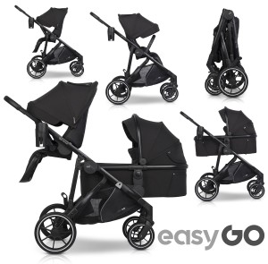 Wózek dla rodzeństwa 2w1 EasyGo DUOFLEX Ebony Black