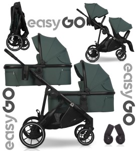 Wózek bliźniaczy 4w1 EasyGo DUOFLEX Sage GREEN