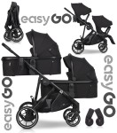 Wózek bliźniaczy 4w1 EasyGo DUOFLEX Ebony Black