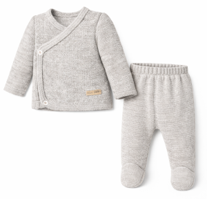 Komplet włóczkowy kaftanik i półśpioch 62 cm BEIGE