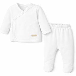 Komplet włóczkowy kaftanik i półśpioch 56 cm WHITE