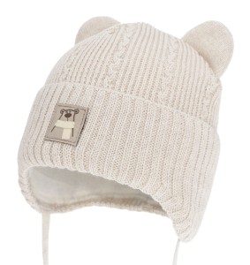 Czapka merino ZIMOWA 40-42 beżowa VELARO
