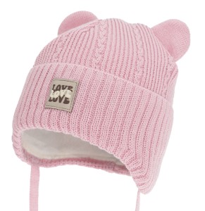 Czapka merino ZIMOWA 40-42 róż VASIRA