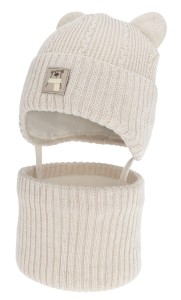 Komplet merino czapka i komin 44-46 beż VELARO
