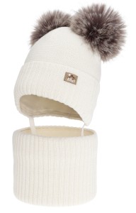Komplet merino czapka i komin 44-46 ecru PALIRA