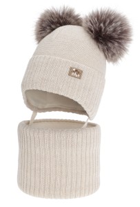 Komplet merino czapka i komin 48-50 beż PALIRA